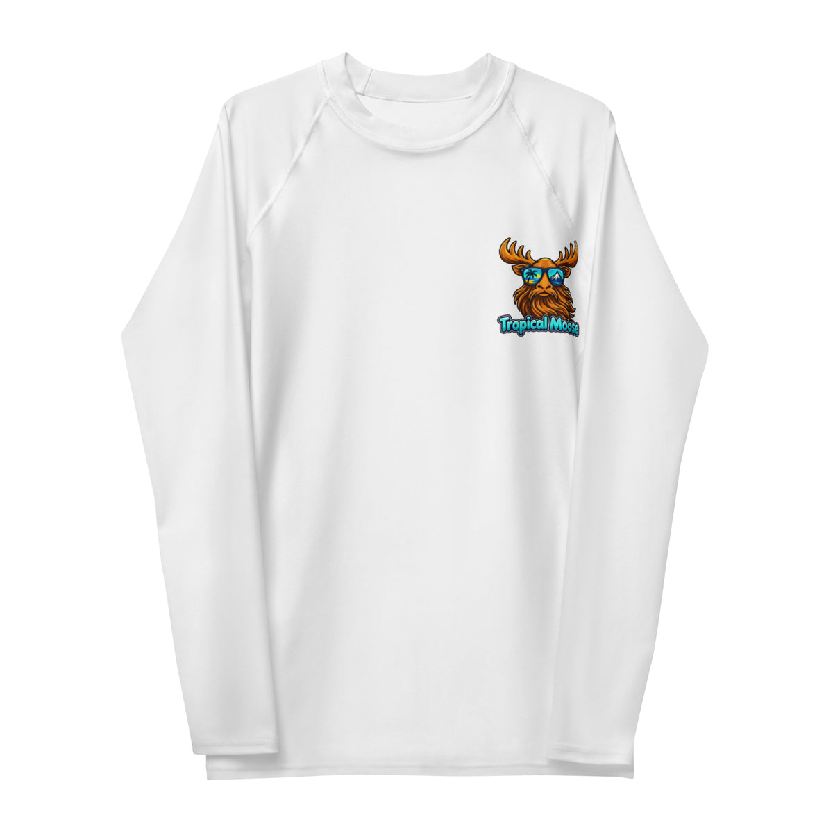 Surf Moose Long Sleeve Rash Guard in White, alternate front view