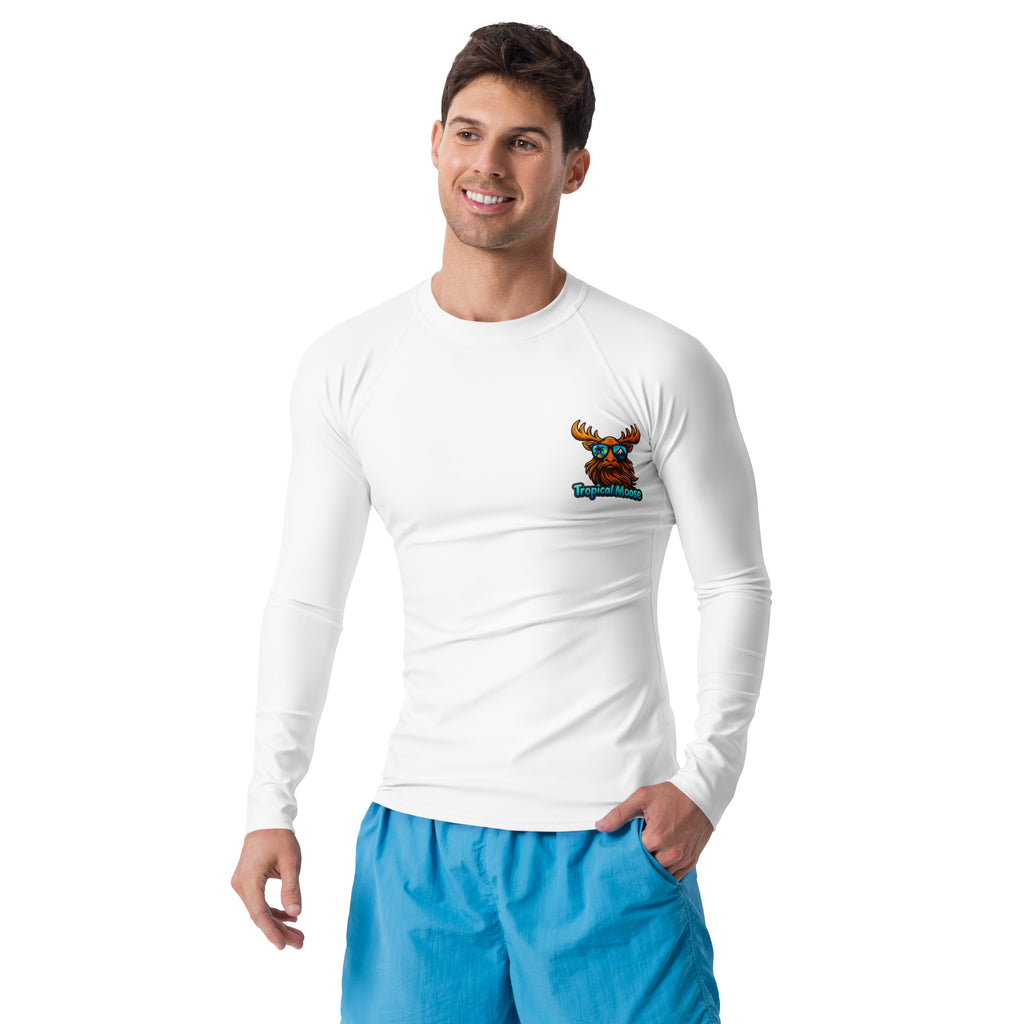 Surf Moose Long Sleeve Rash Guard in White, front view