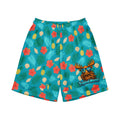 Mini Moose Tropical Shorts with palm, hibiscus and pineapple print, front view