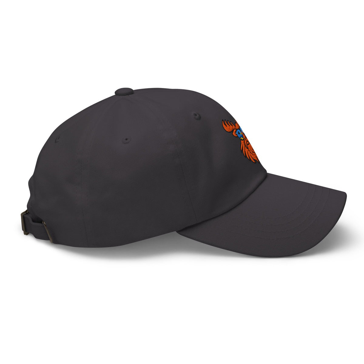 Tropical Moose Embroidered Dad Hat in Dark Grey, right side view