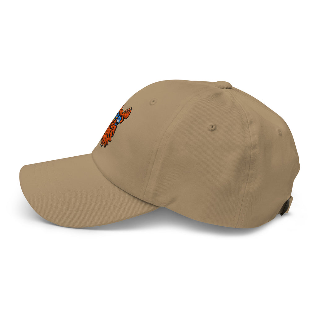 Tropical Moose Embroidered Dad Hat in Khaki, left side view