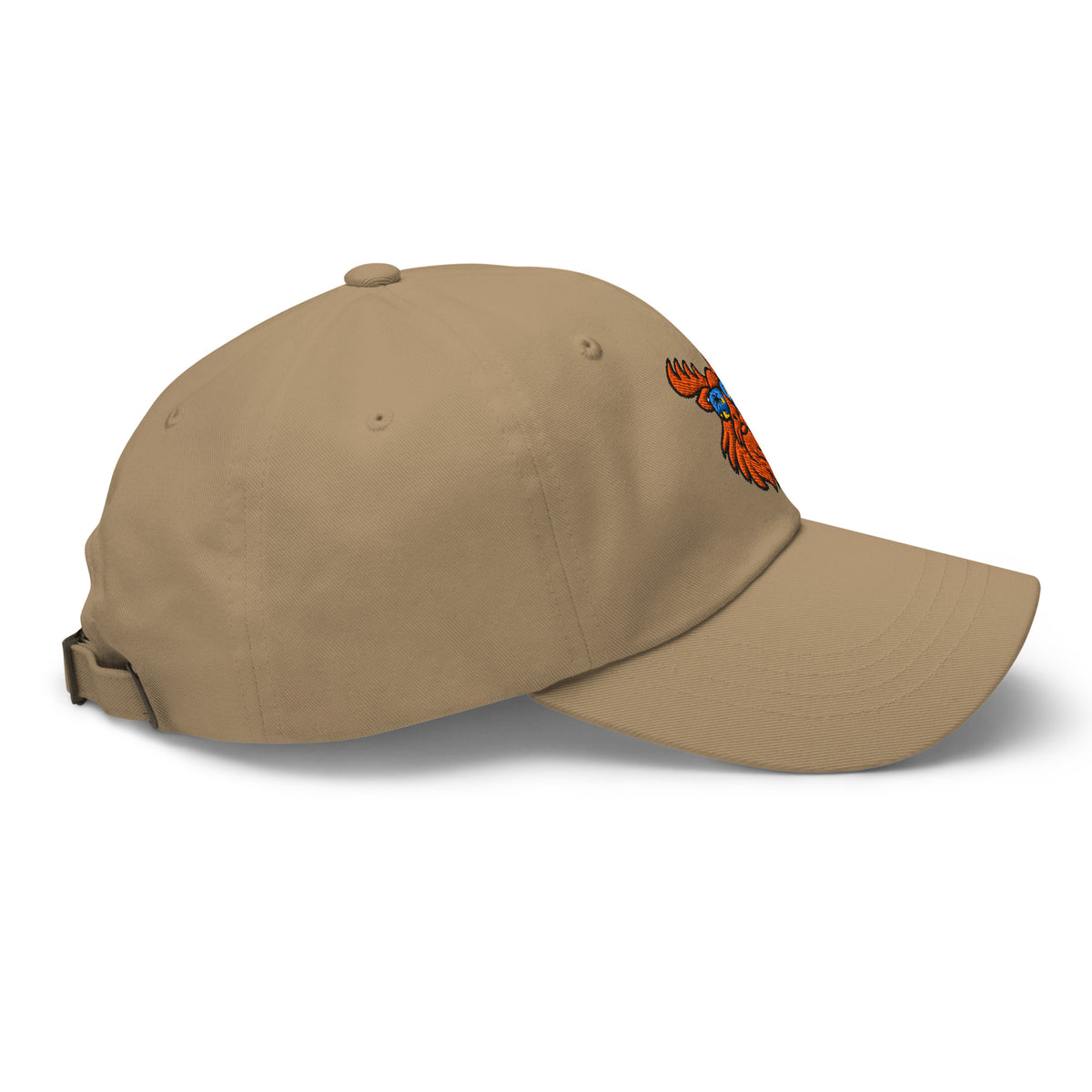Tropical Moose Embroidered Dad Hat in Khaki, right side view