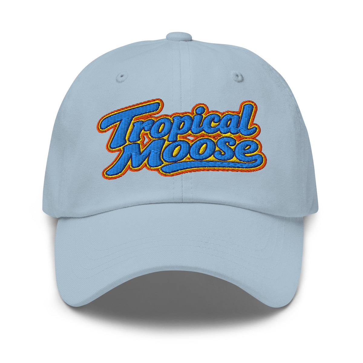 Tropical Moose Script Dad Hat in Light Blue, front view
