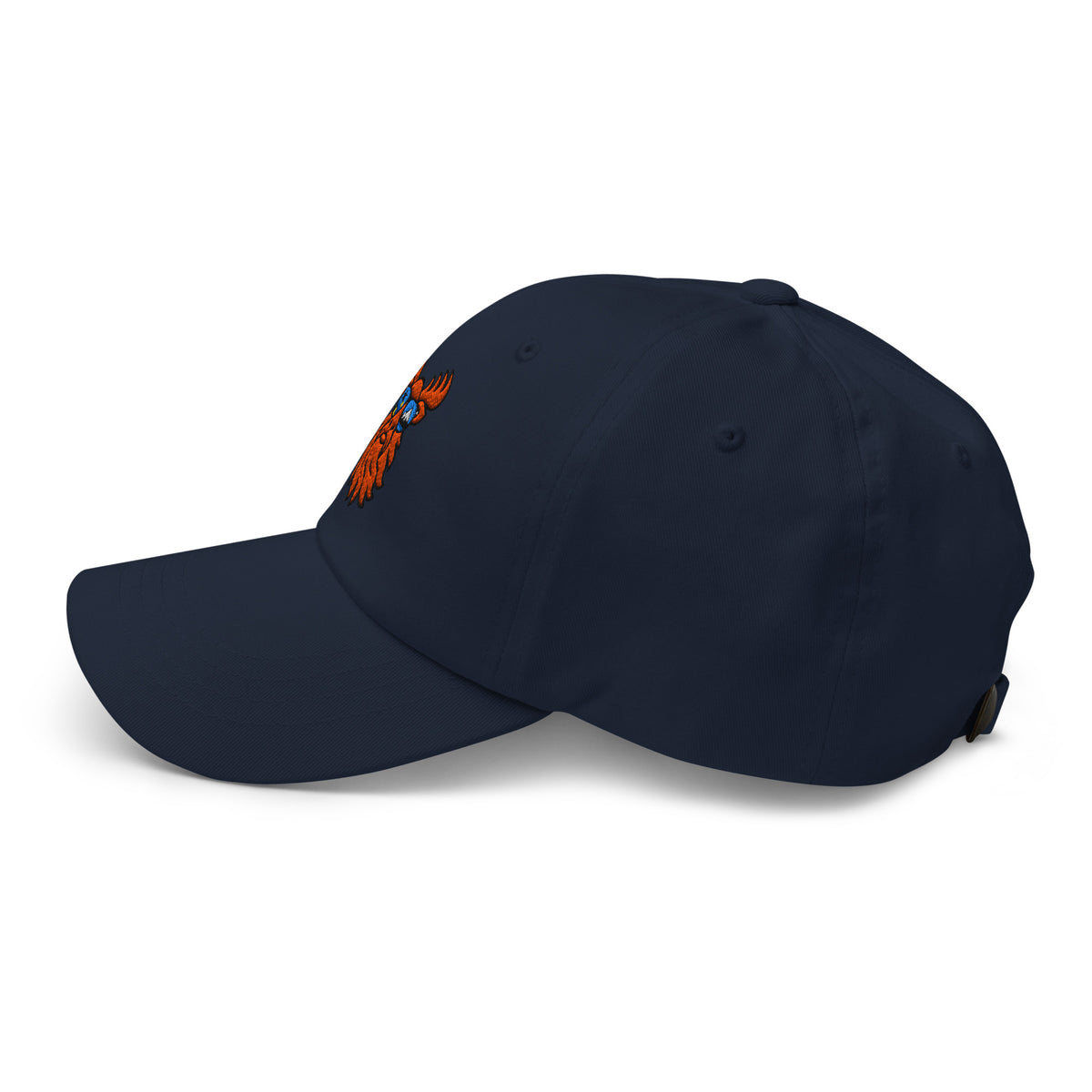 Tropical Moose Embroidered Dad Hat in Navy, left side view