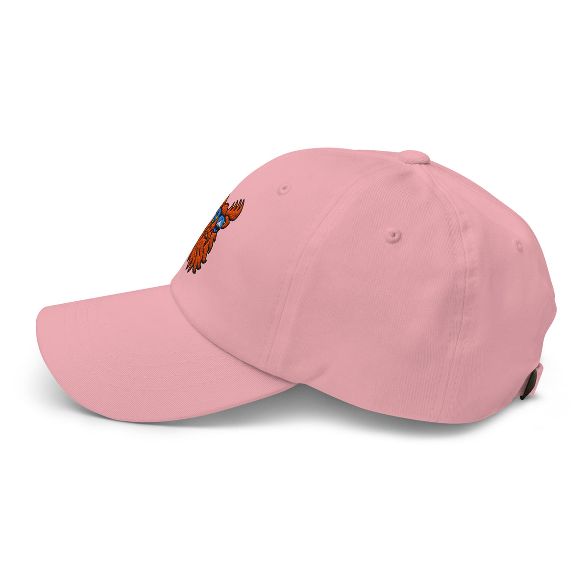 Tropical Moose Embroidered Dad Hat in Pink, left side view