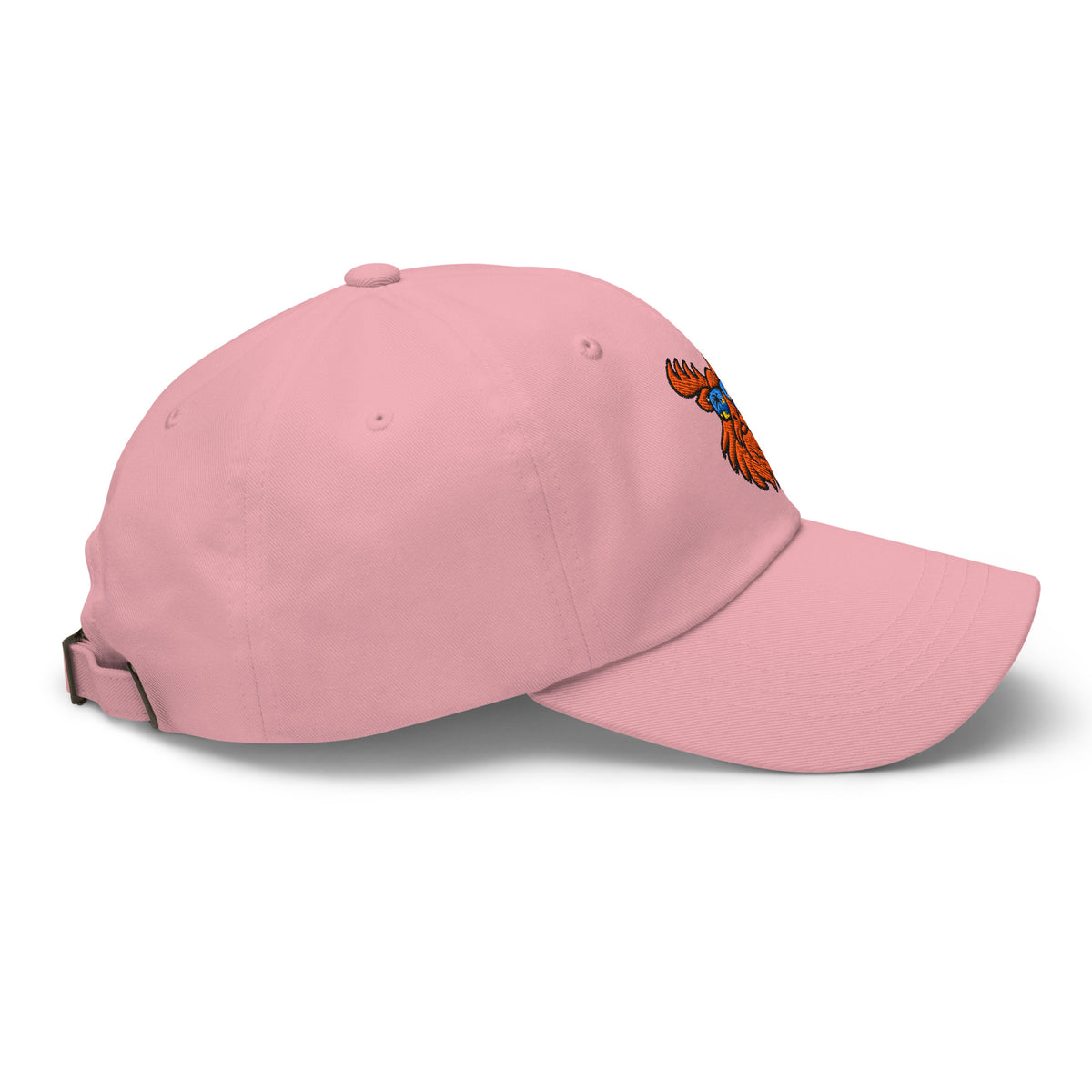 Tropical Moose Embroidered Dad Hat in Pink, right side view