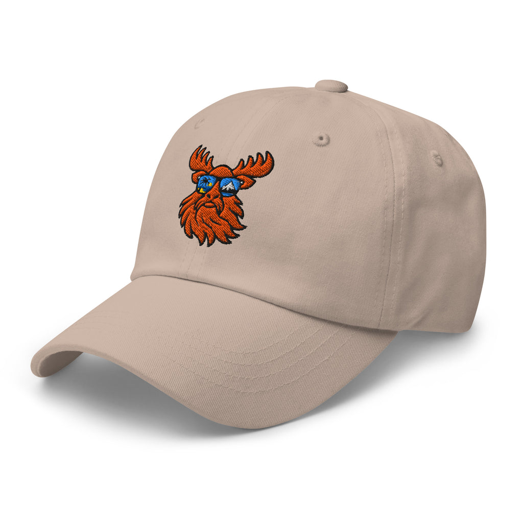 Tropical Moose Embroidered Dad Hat in Stone, left front view