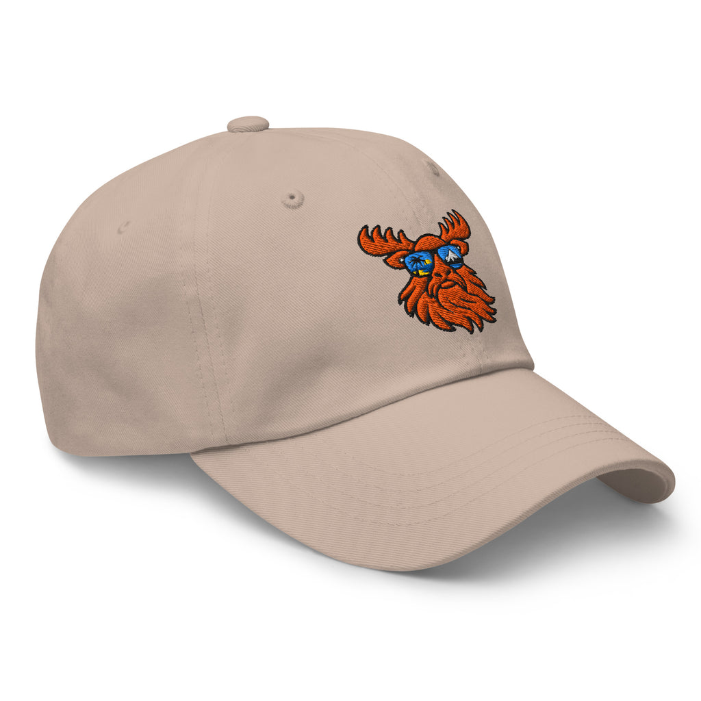 Tropical Moose Embroidered Dad Hat in Stone, right front view