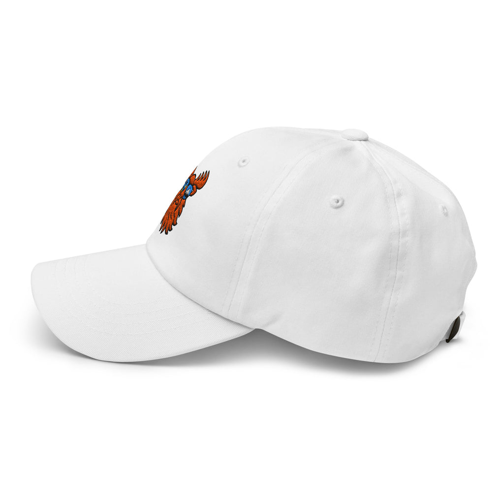 Tropical Moose Embroidered Dad Hat in White, left side view