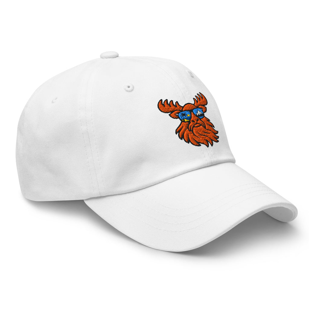 Tropical Moose Embroidered Dad Hat in White, right front view