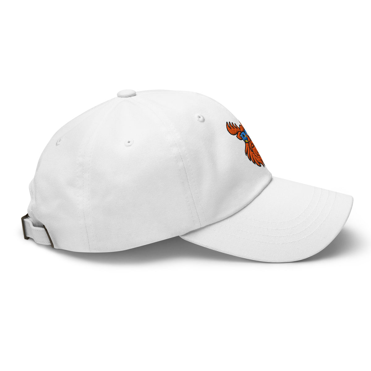 Tropical Moose Embroidered Dad Hat in White, right side view