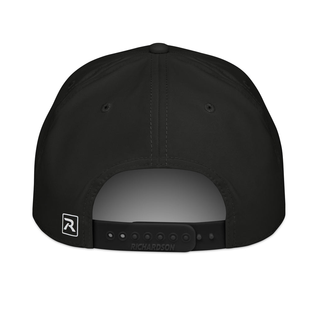 Tropical Moose Script Golf Rope Cap, black with white rope, back view