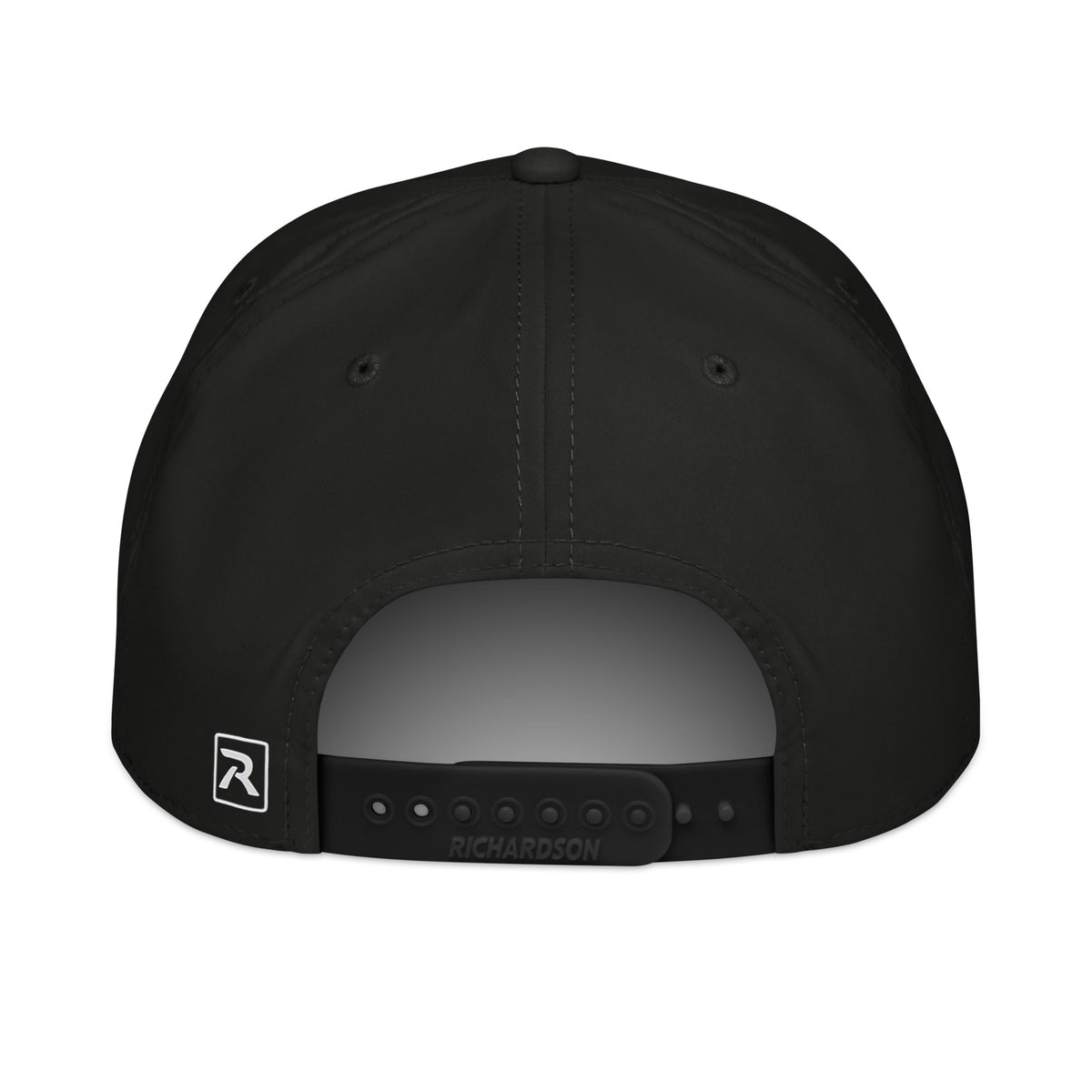 Tropical Moose Script Golf Rope Cap, black with white rope, back view