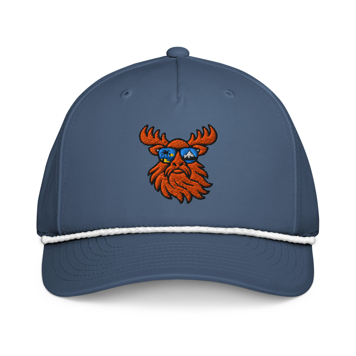 Tropical Moose Golf Rope Cap, light blue with white rope, front view