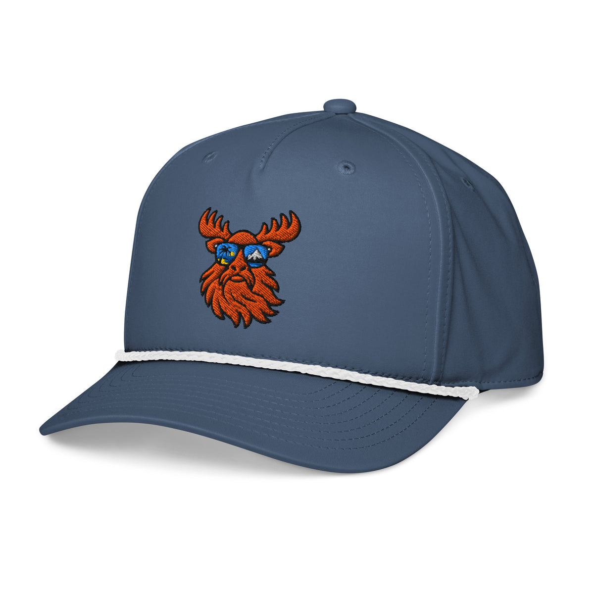 Tropical Moose Golf Rope Cap, light blue with white rope, left front view