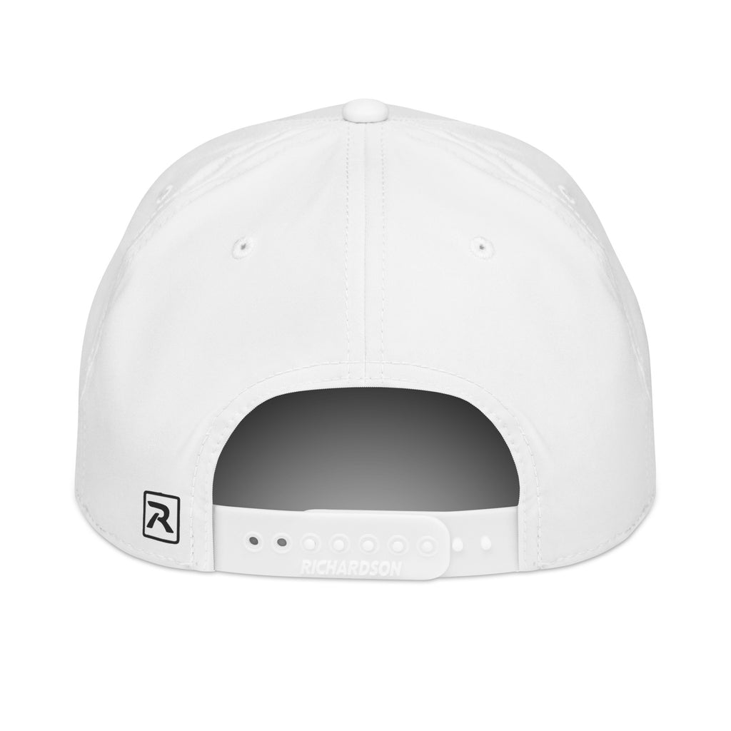 Tropical Moose Script Golf Rope Cap, white with black rope, back view