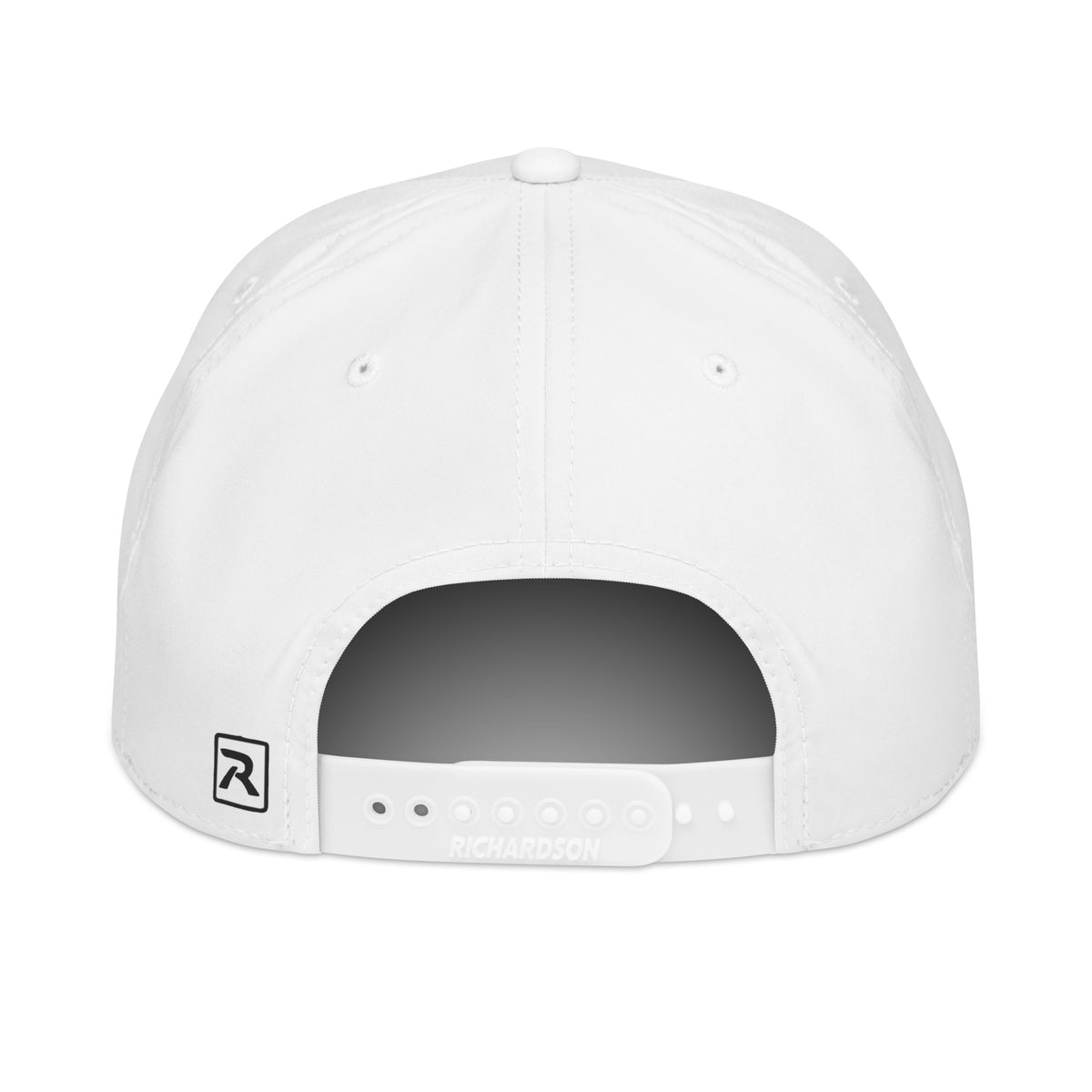 Tropical Moose Script Golf Rope Cap, white with black rope, back view