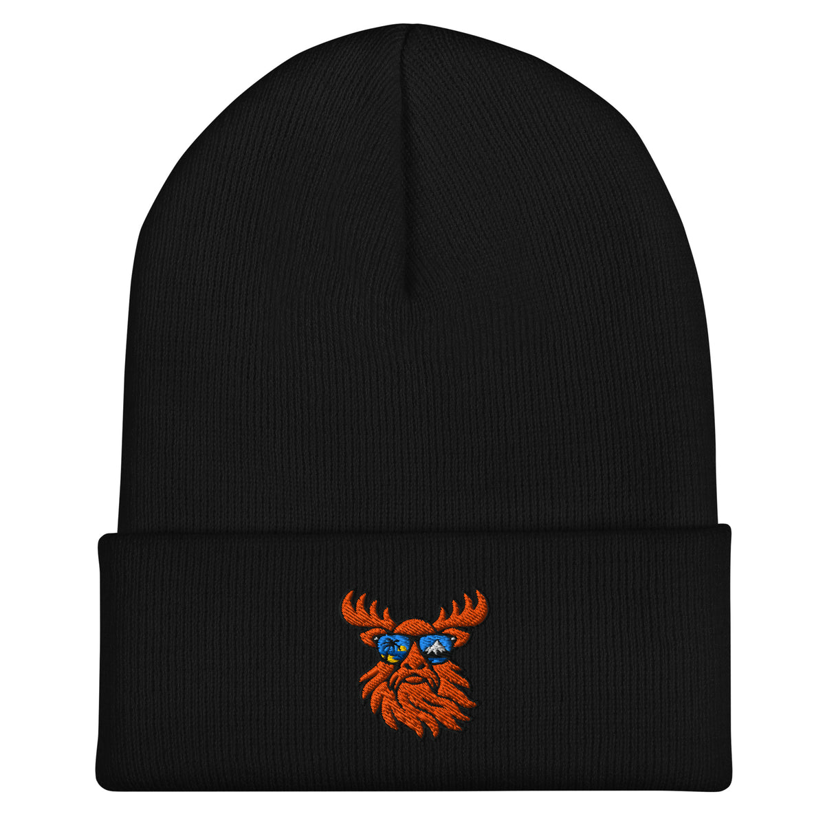 Tropical Moose Embroidered Beanie in Black