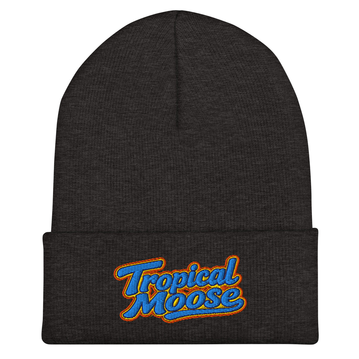 Tropical Moose Script Beanie in Dark Grey