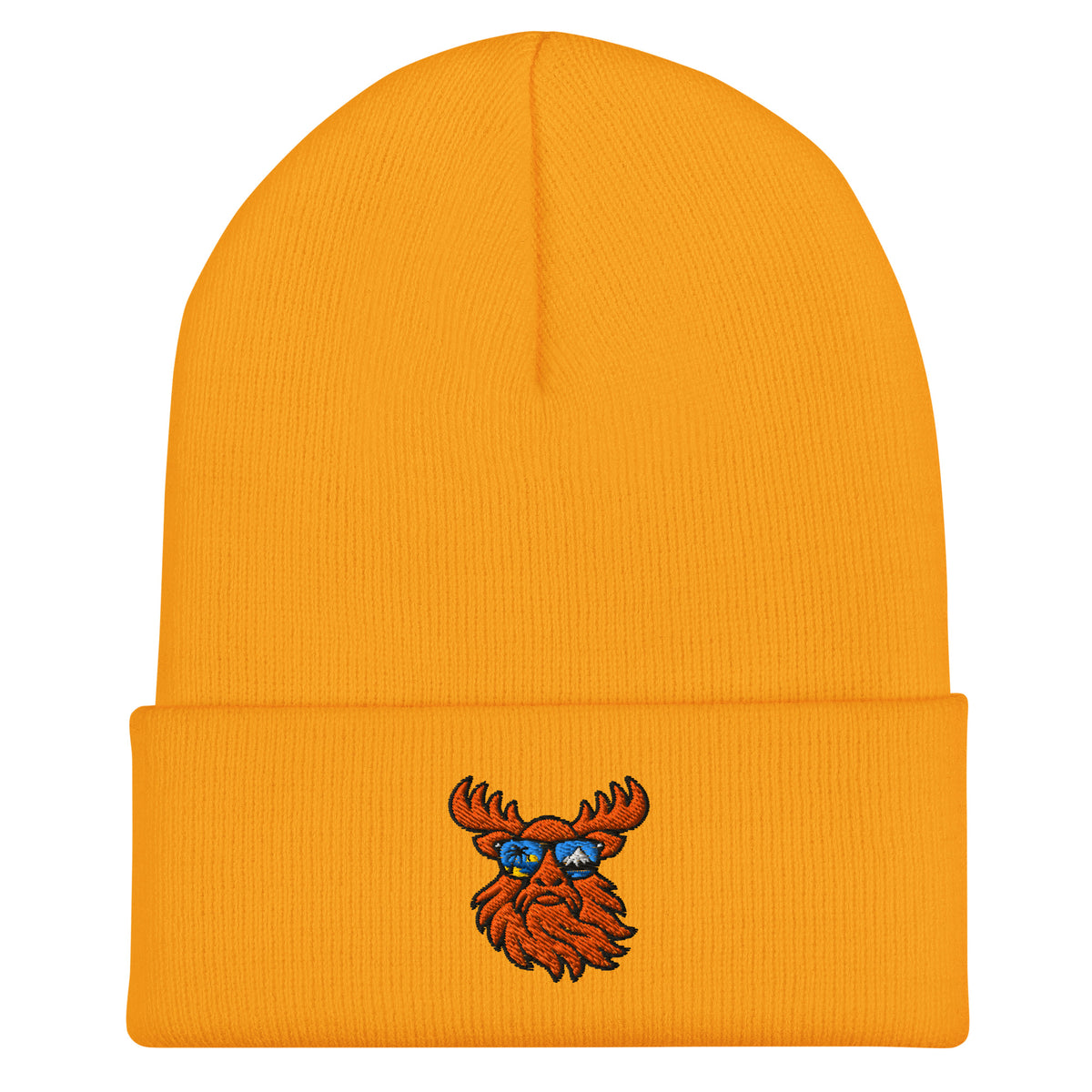 Tropical Moose Embroidered Beanie in Gold