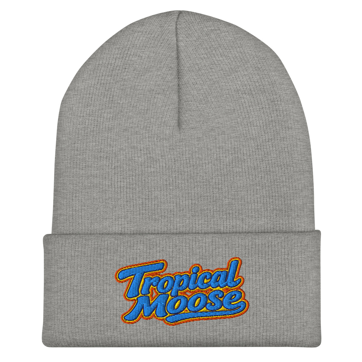 Tropical Moose Script Beanie in Heather Grey