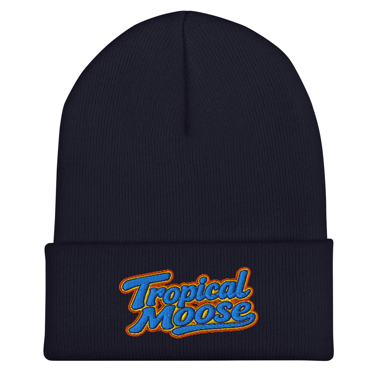 Tropical Moose Script Beanie in Navy