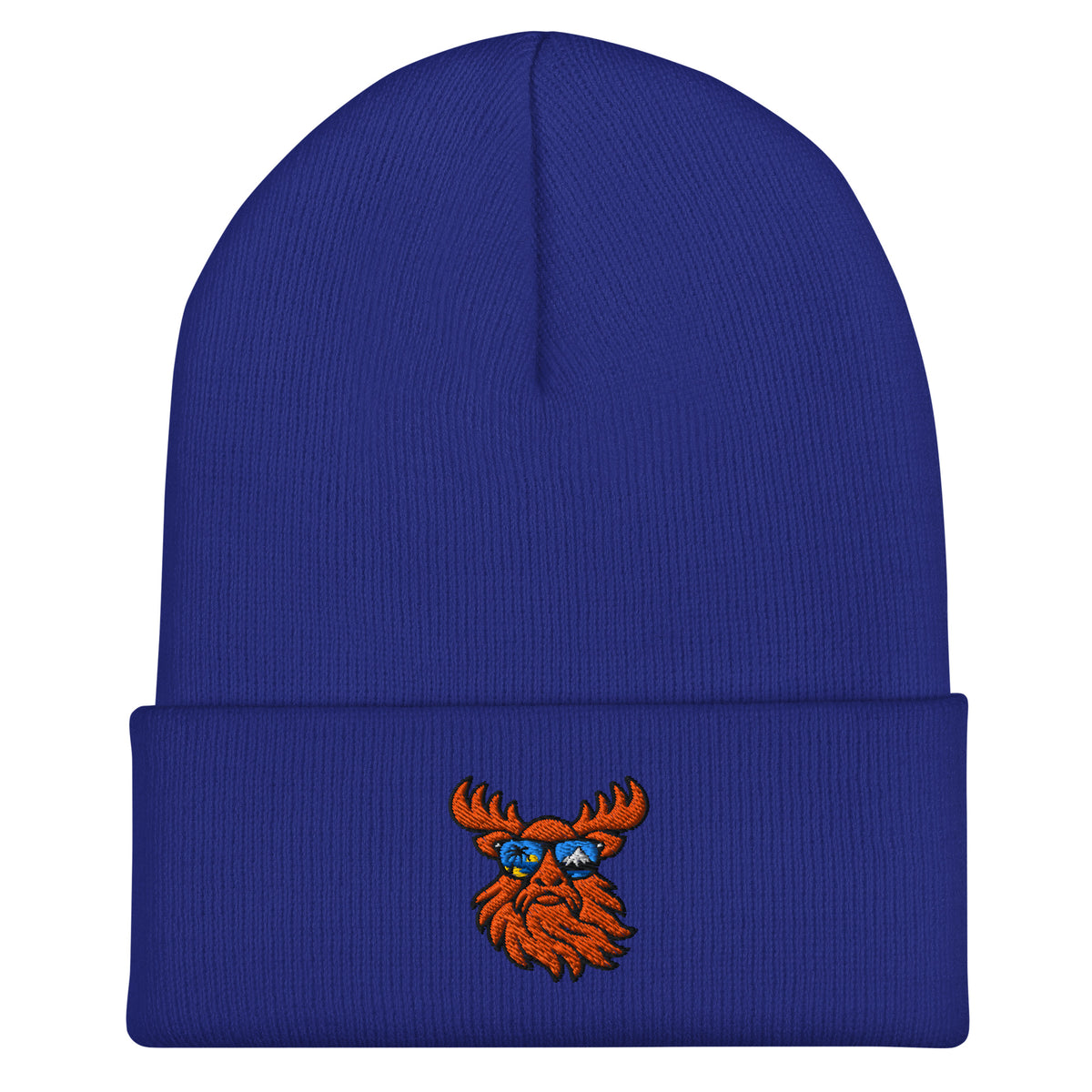 Tropical Moose Embroidered Beanie in Royal Blue