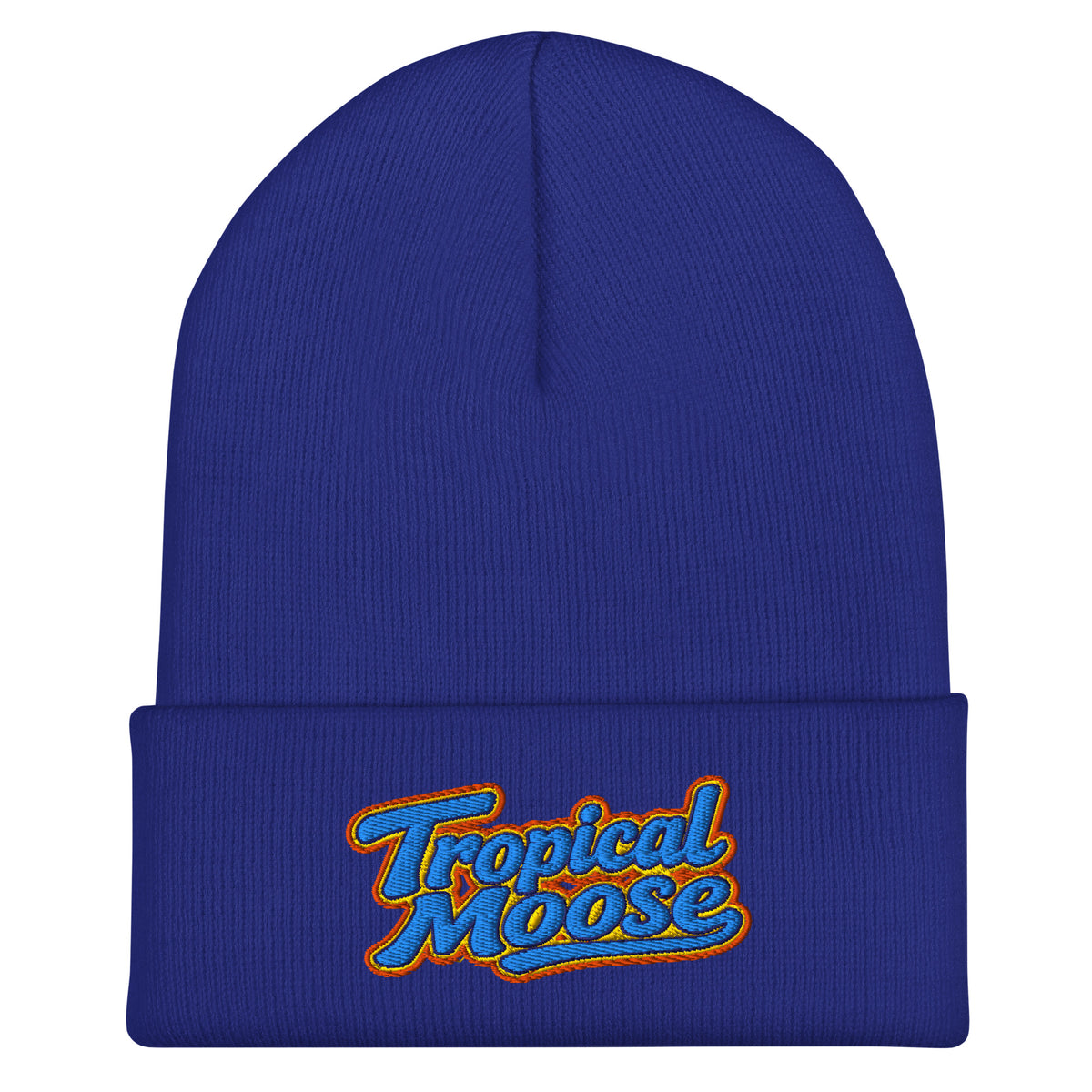 Tropical Moose Script Beanie in Royal Blue