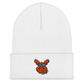 Tropical Moose Embroidered Beanie in White