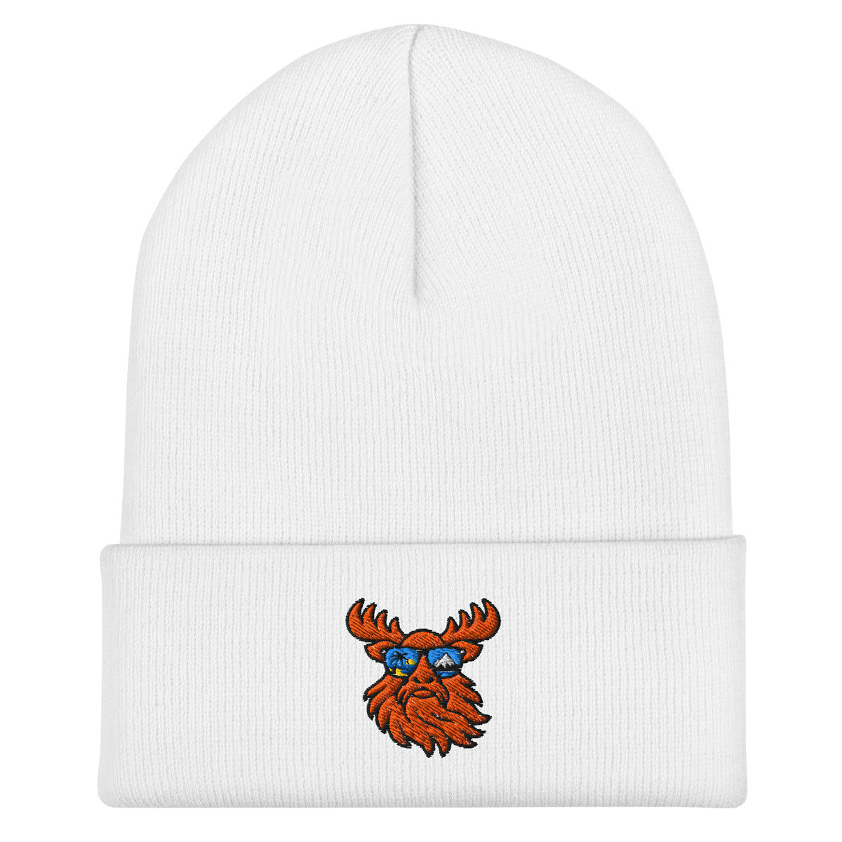 Tropical Moose Embroidered Beanie in White