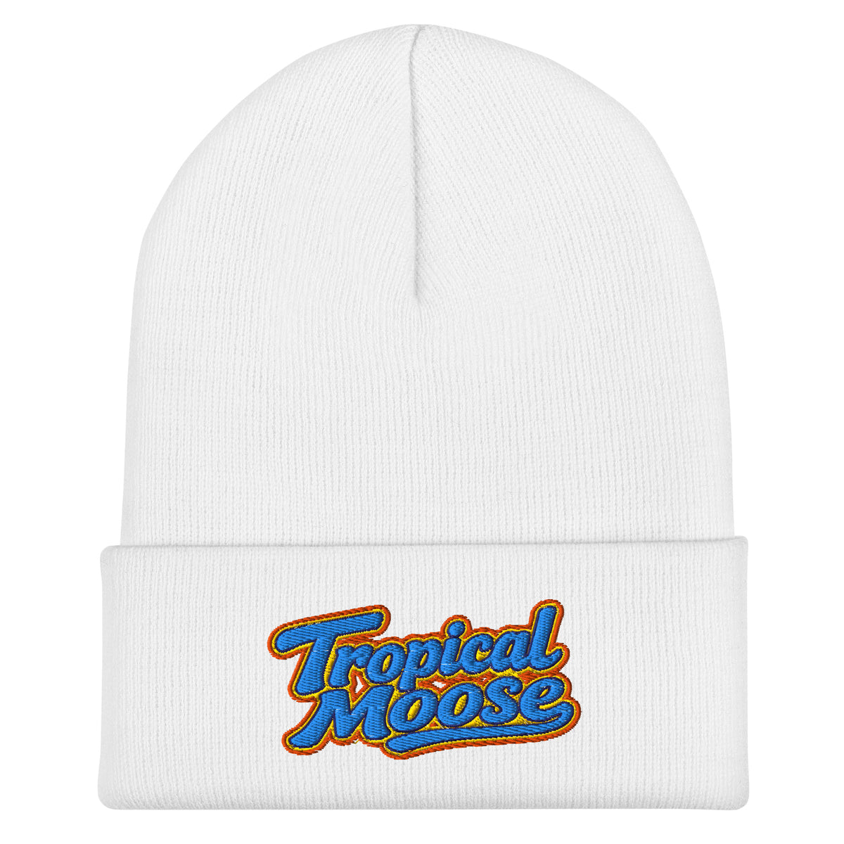 Tropical Moose Script Beanie in White