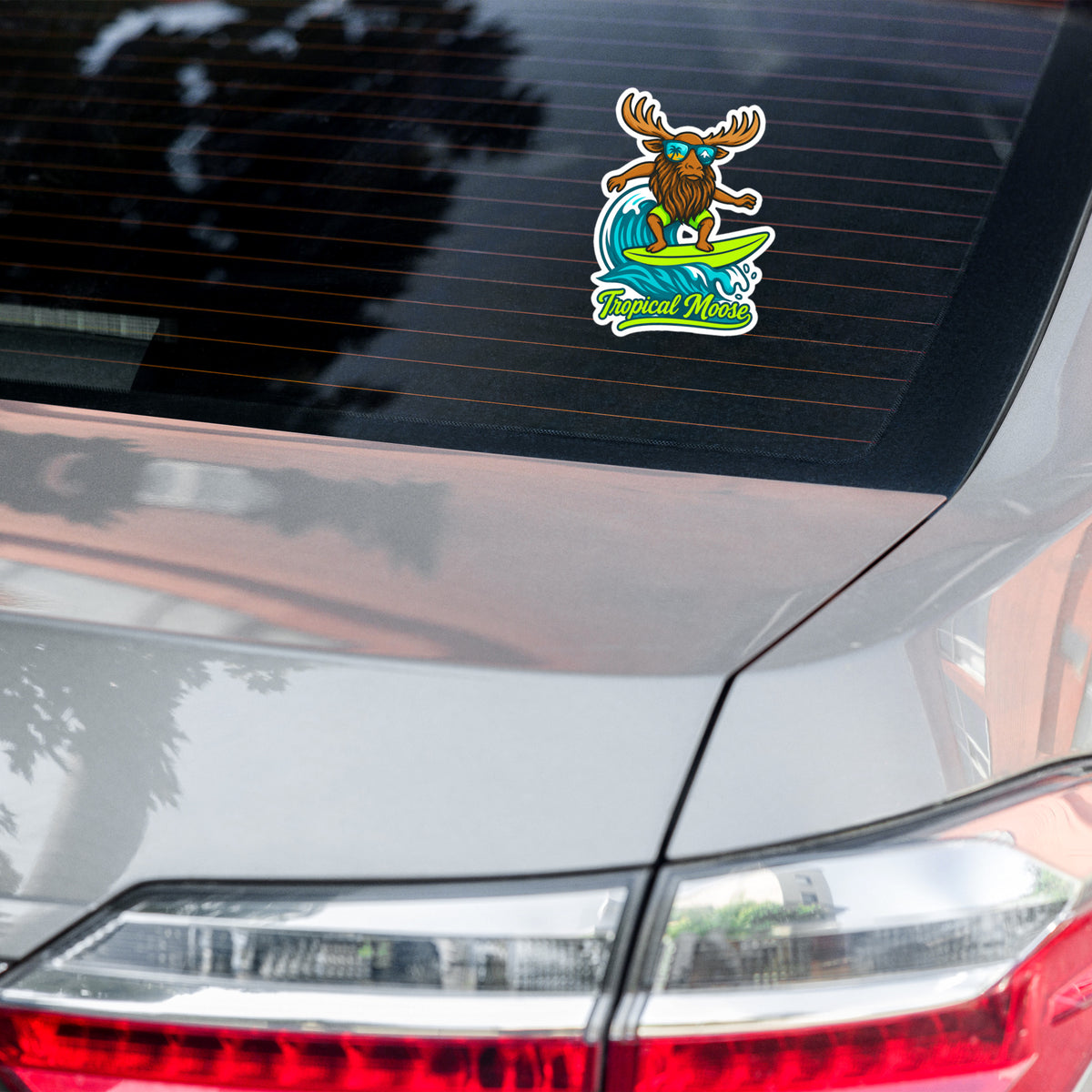 Surf Moose vinyl sticker, 5.5 inch