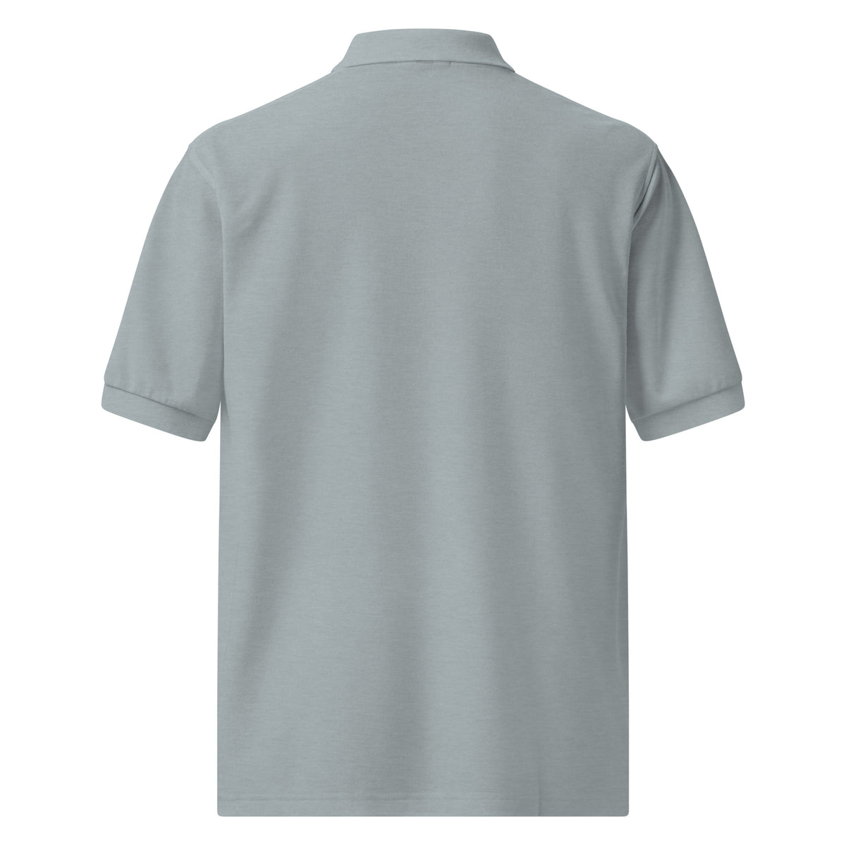 Tropical Moose Embroidered Polo in Cool Heather, back view