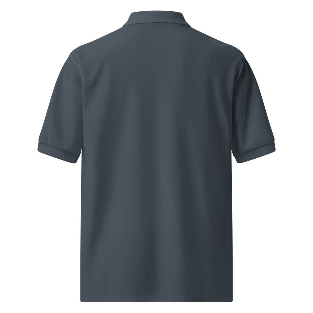 Tropical Moose Embroidered Polo in Steel Grey, back view