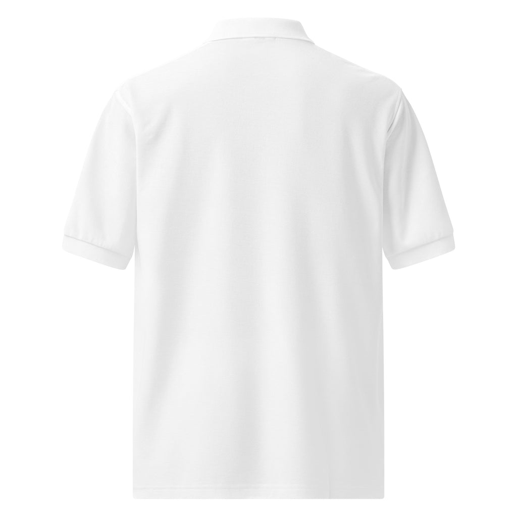 Tropical Moose Script Polo in White, back view