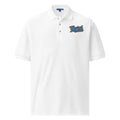 Tropical Moose Script Polo in White, front view