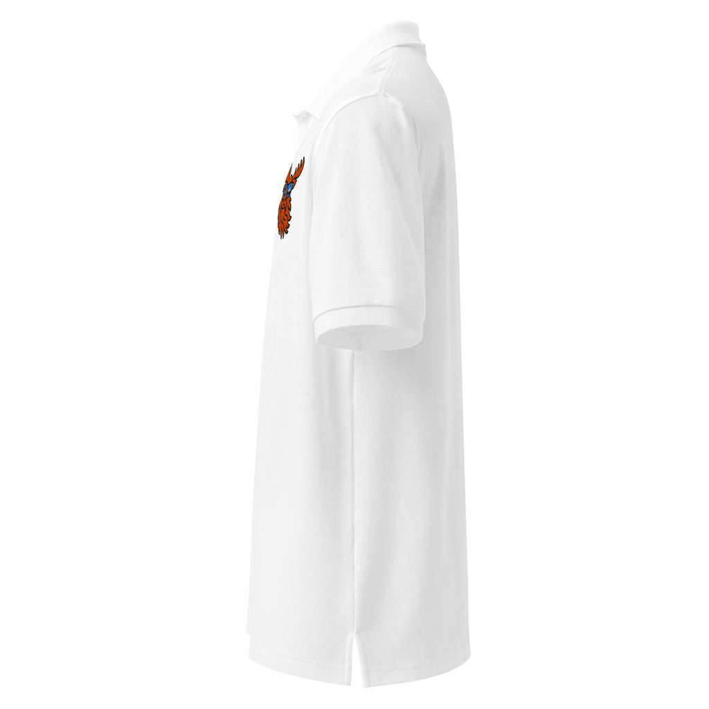 Tropical Moose Embroidered Polo in White, left side view
