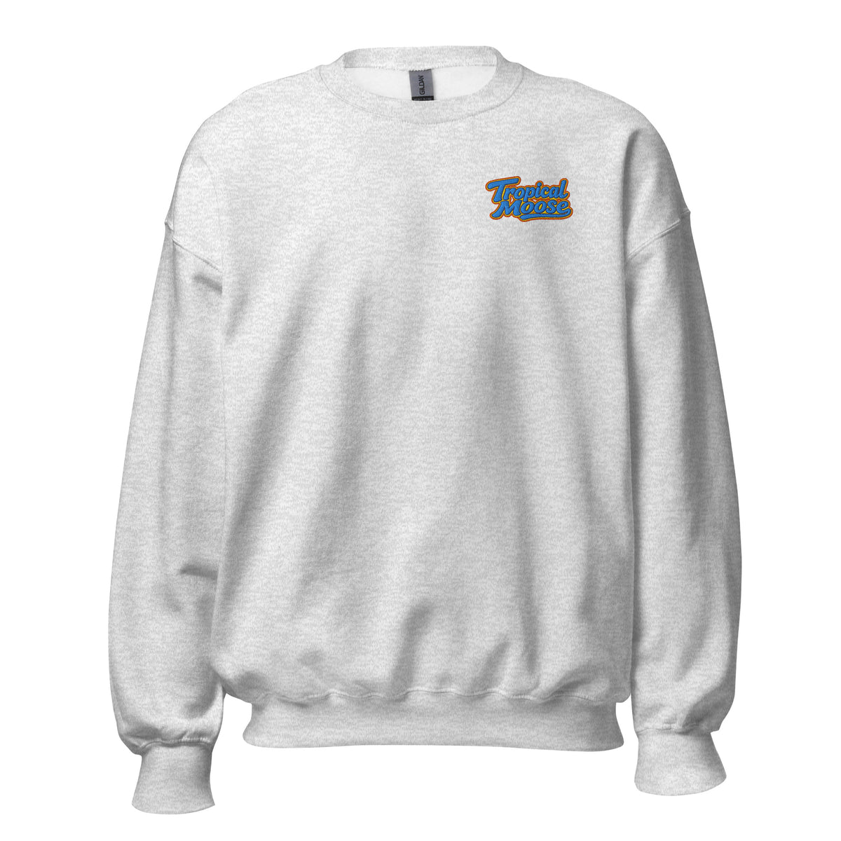 Tropical Moose Script Crewneck in Ash, front view