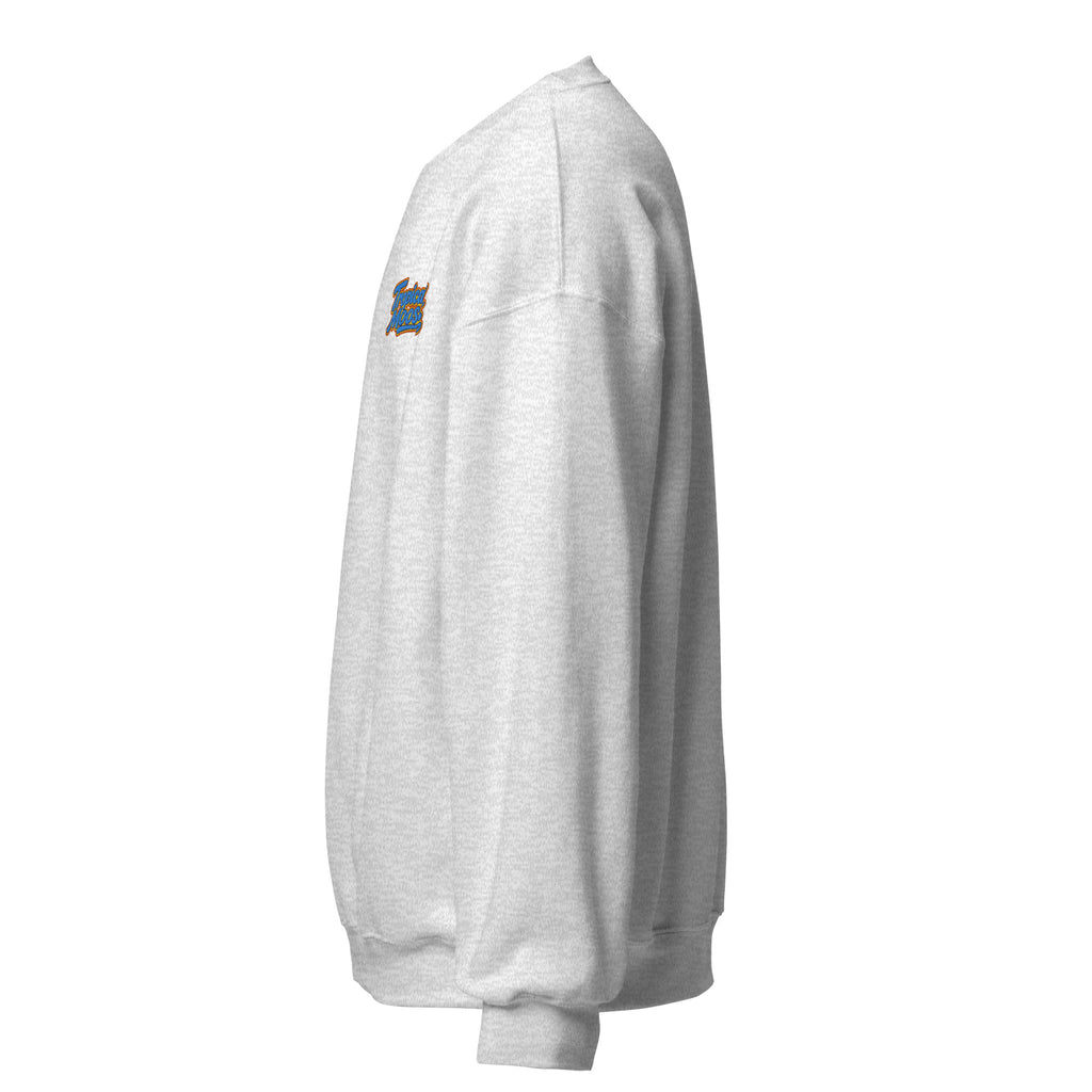 Tropical Moose Script Crewneck in Ash, left side view