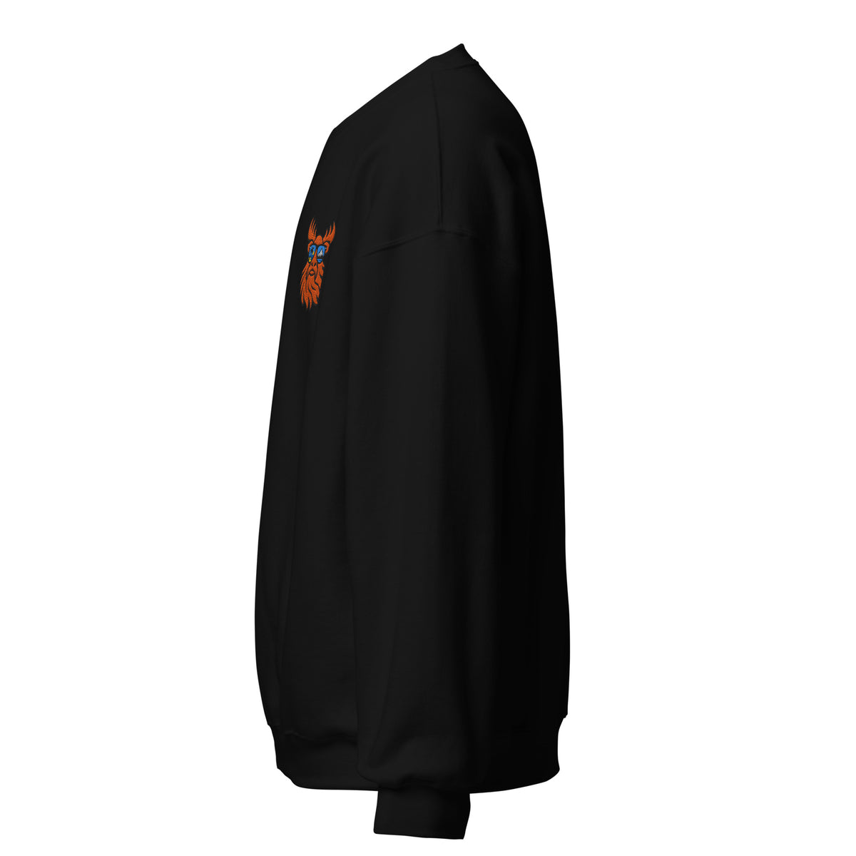 Tropical Moose Embroidered Crewneck in Black, left side view