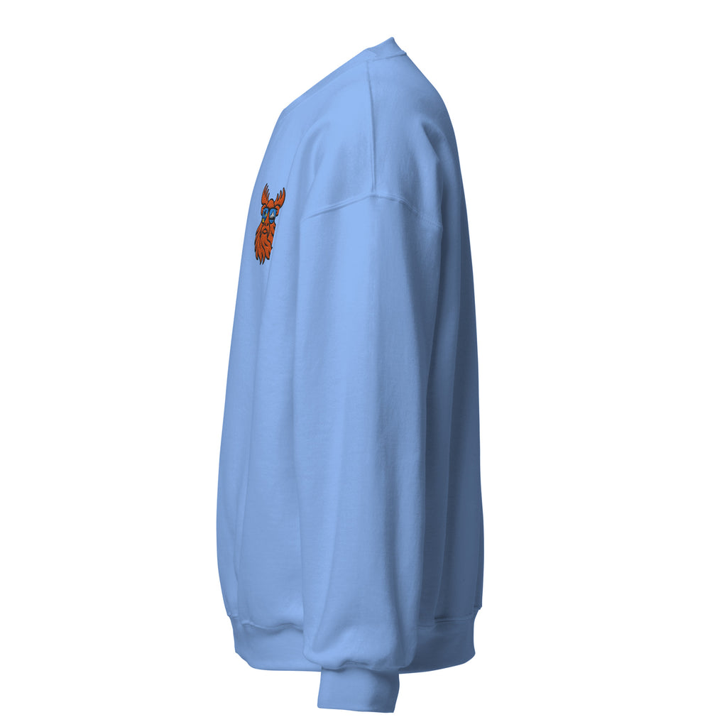 Tropical Moose Embroidered Crewneck in Carolina Blue, left side view