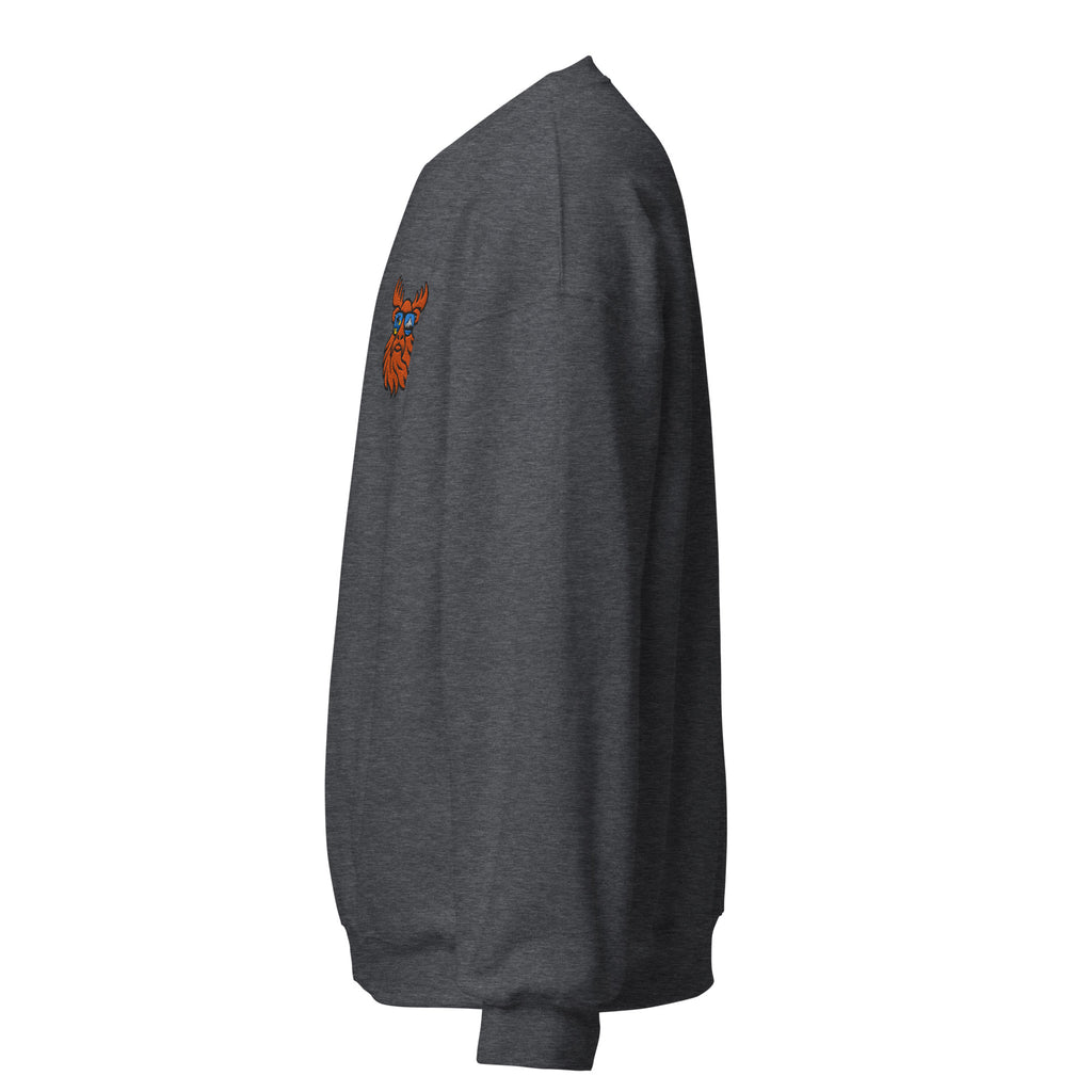 Tropical Moose Embroidered Crewneck in Dark Heather, left side view