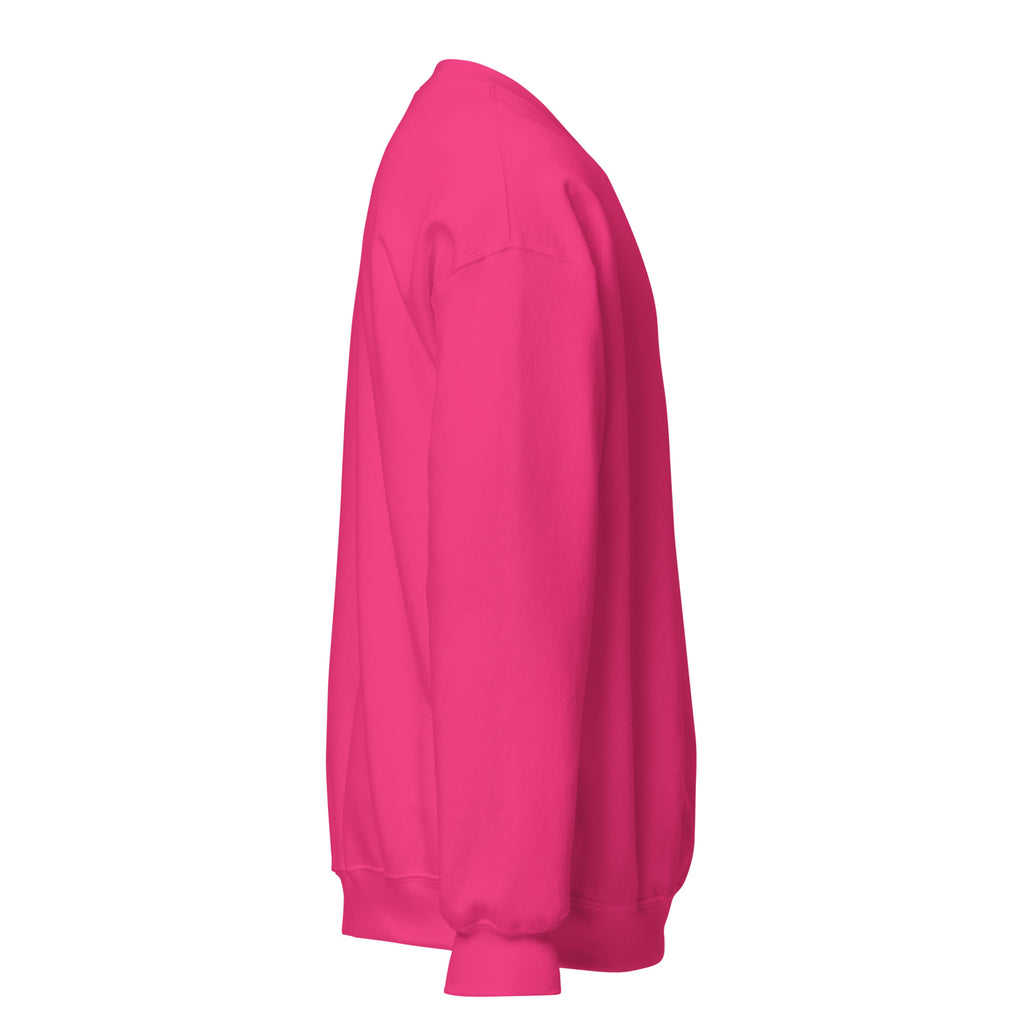 Tropical Moose Embroidered Crewneck in Heliconia pink, right side view