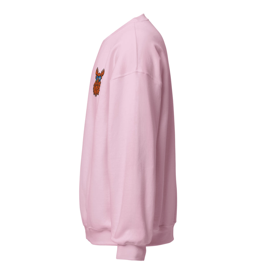 Tropical Moose Embroidered Crewneck in Light Pink, left side view