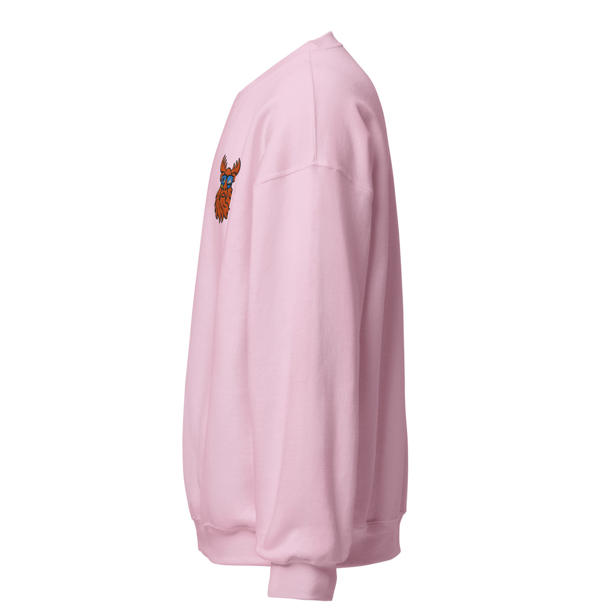 Tropical Moose Embroidered Crewneck in Light Pink, left side view