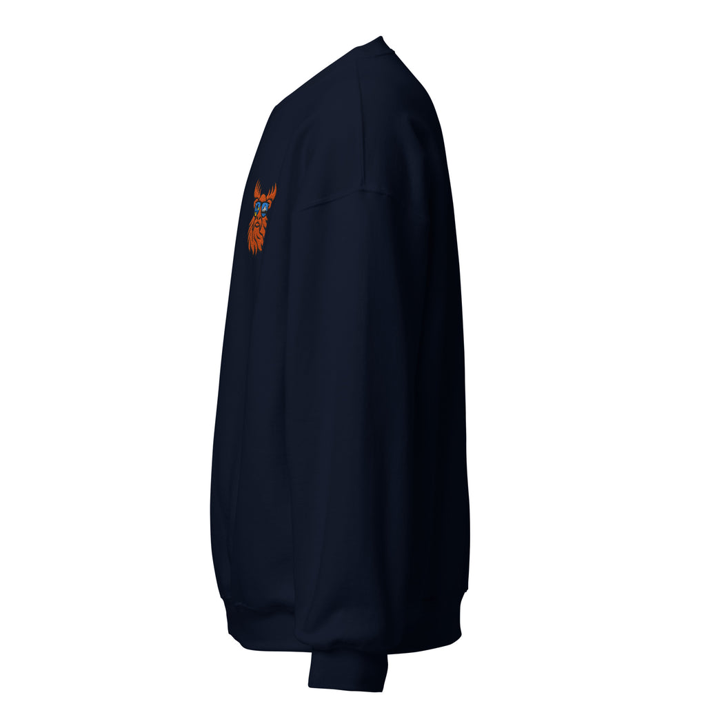 Tropical Moose Embroidered Crewneck in Navy, left side view