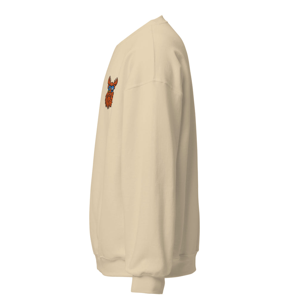 Tropical Moose Embroidered Crewneck in Sand, left side view