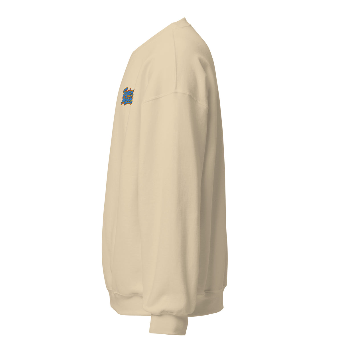 Tropical Moose Script Crewneck in Sand, left side view