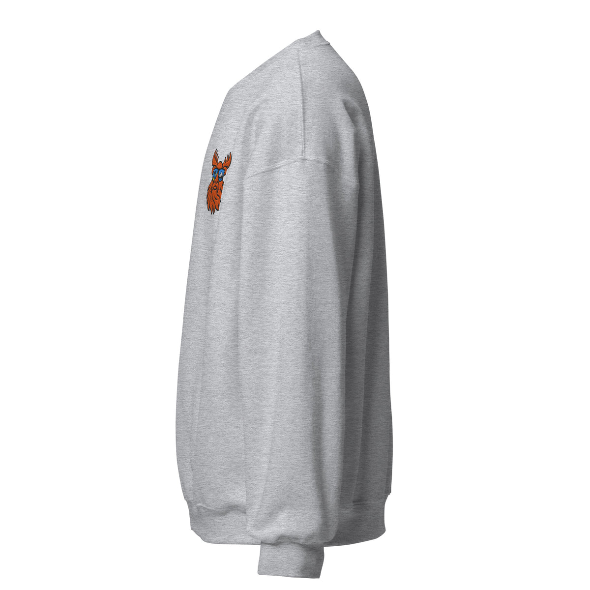 Tropical Moose Embroidered Crewneck in Sport Grey, left side view