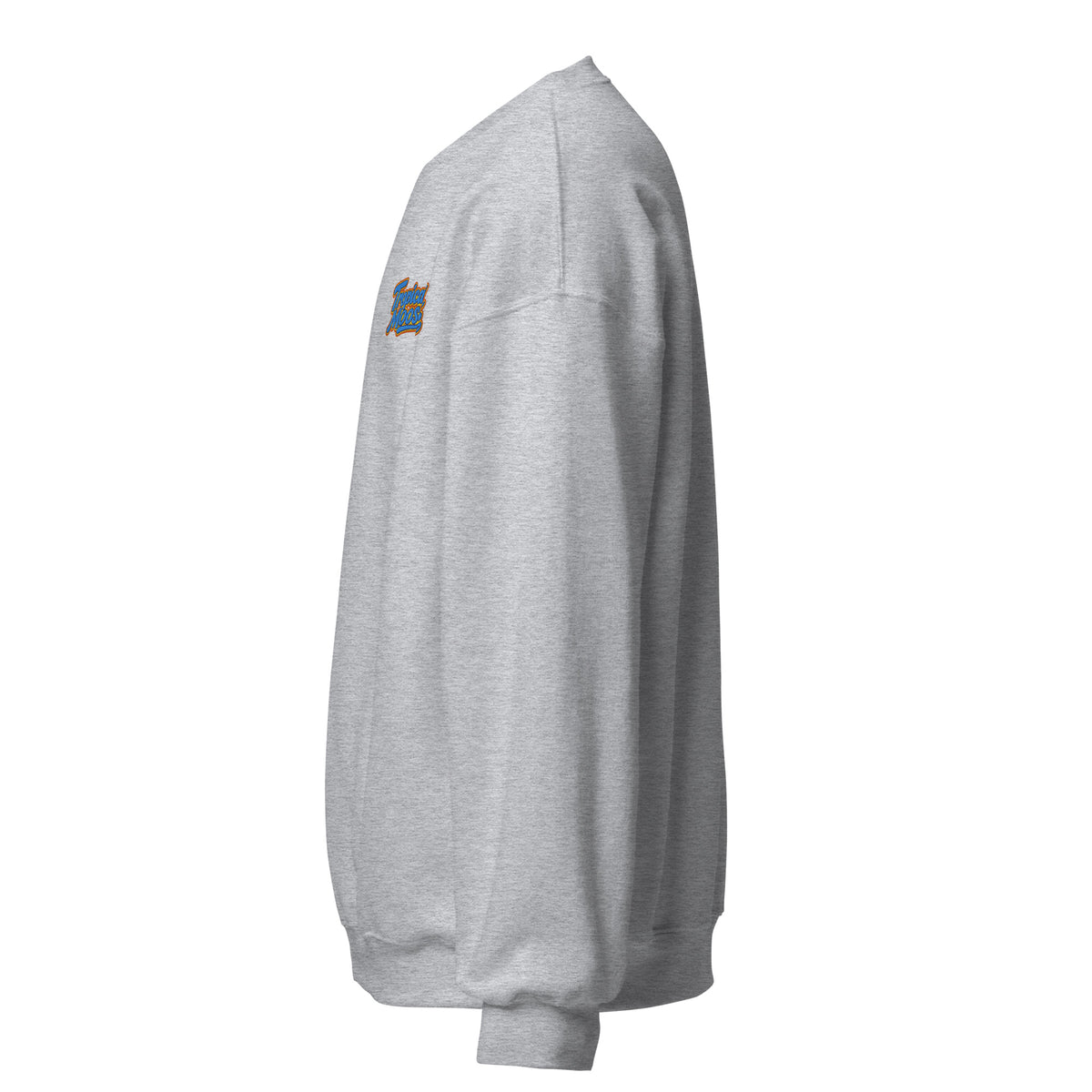 Tropical Moose Script Crewneck in Sport Grey, left side view